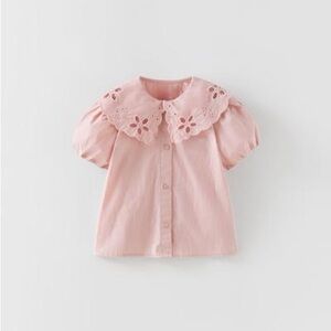 Zara Pink Lace Collar Kids Shirt 2-3Y